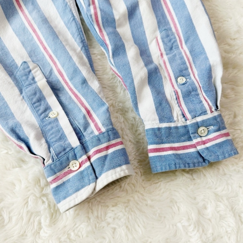 Ralph Lauren Men Stripe Blue White Oxford Button Down Long Sleeve Shirt - Picture 5 of 9